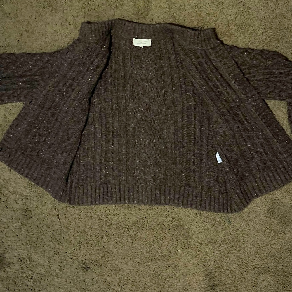 🍂🎃RARE Sezane ANDINA CARDIGAN Chunky Cable Knit Brown Sweater - Picture 7 of 11